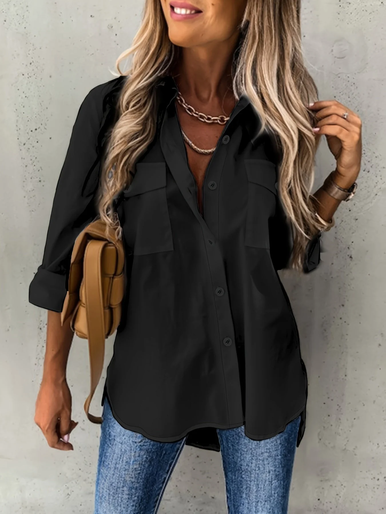 Aziza - Camicia Classica a Maniche Lunghe Con Bottoni - Image 2
