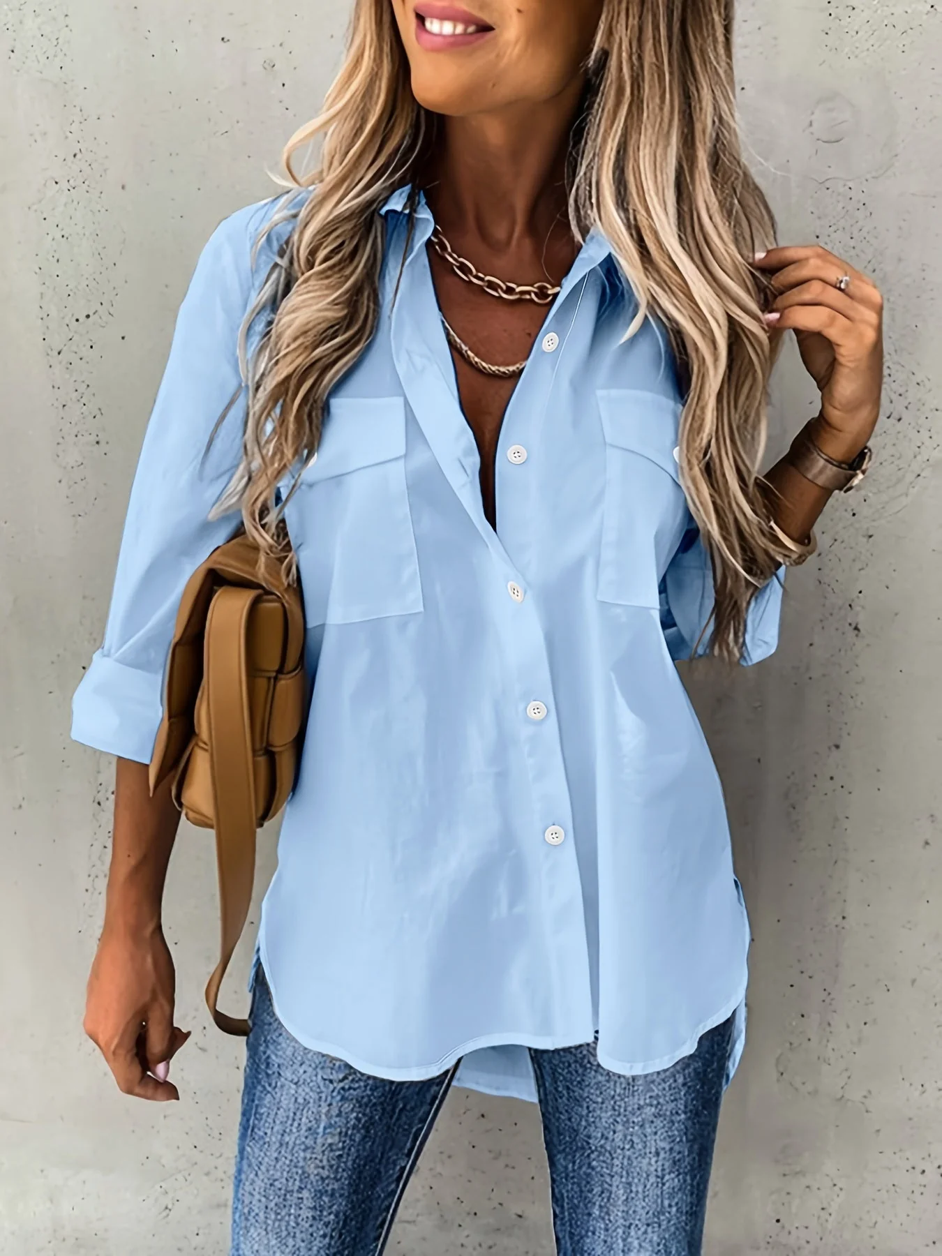 Aziza - Camicia Classica a Maniche Lunghe Con Bottoni - Image 3