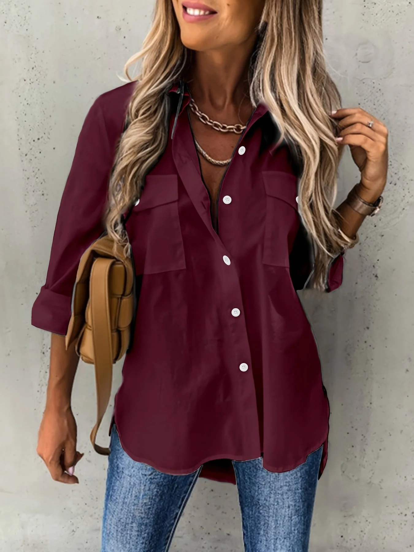 Aziza - Camicia Classica a Maniche Lunghe Con Bottoni - Image 4