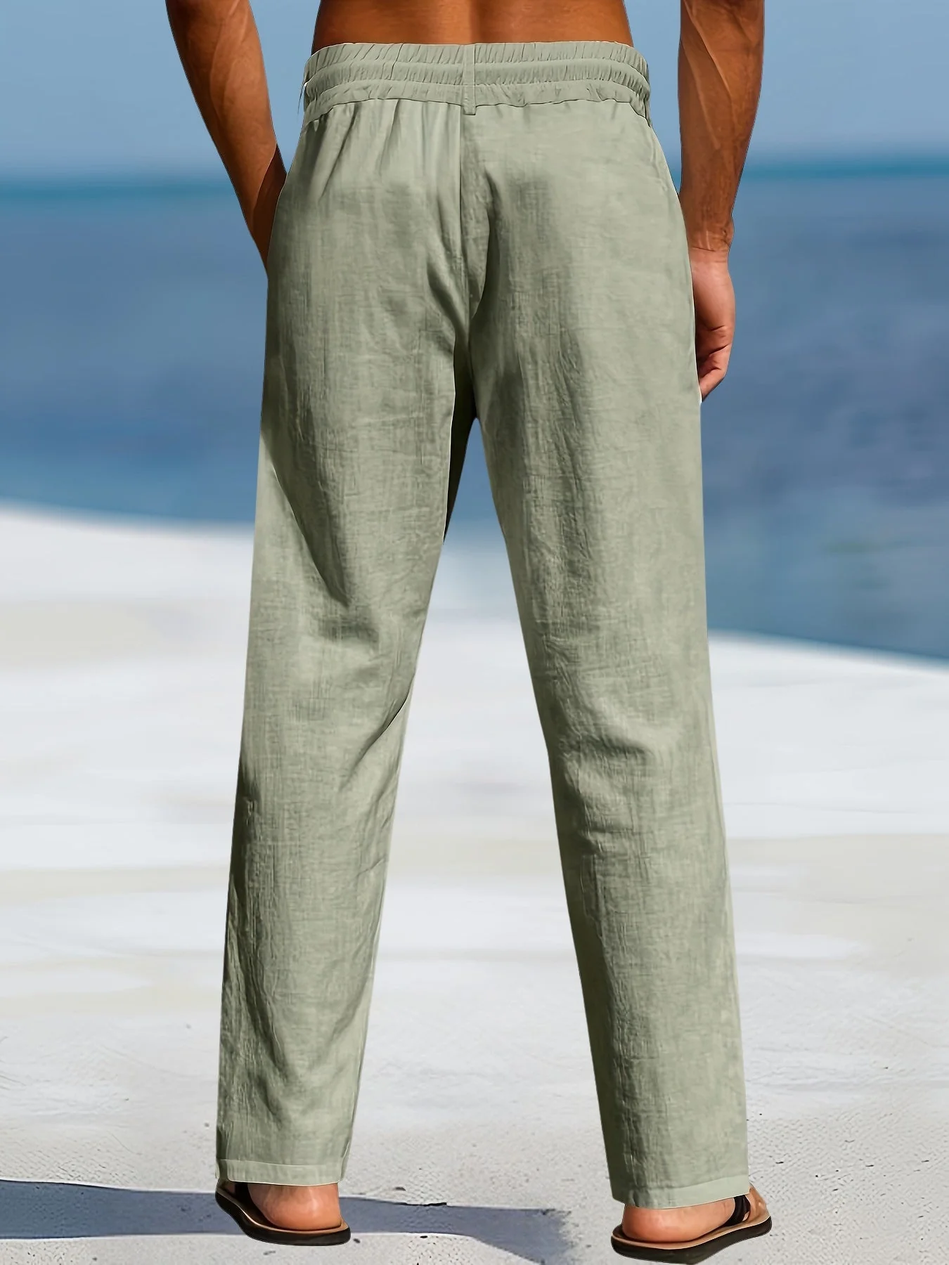Aznar - Casual Lino Elastico Pantaloni - Image 14