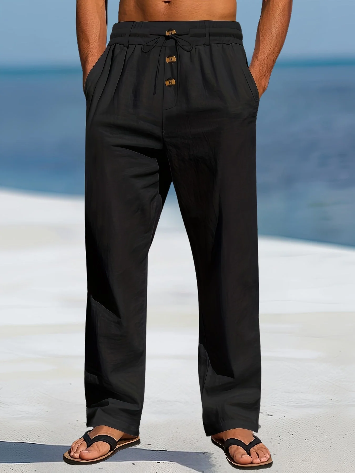 Aznar - Casual Lino Elastico Pantaloni - Image 15