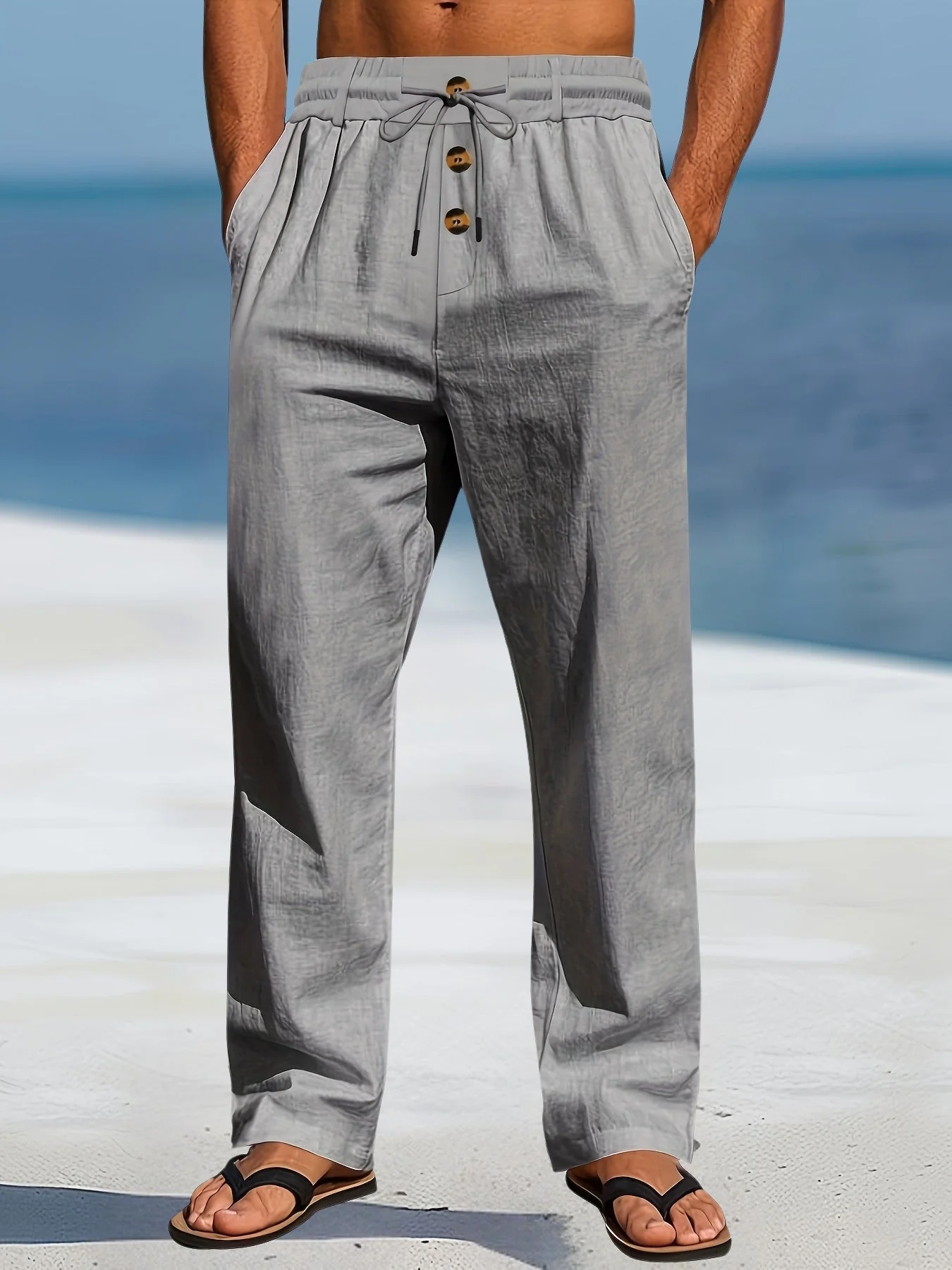 Aznar - Casual Lino Elastico Pantaloni - Image 17