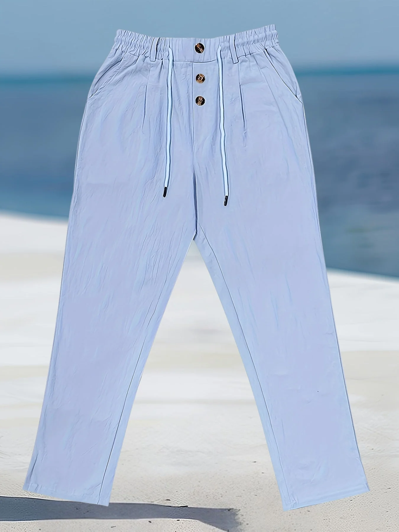 Aznar - Casual Lino Elastico Pantaloni - Image 19