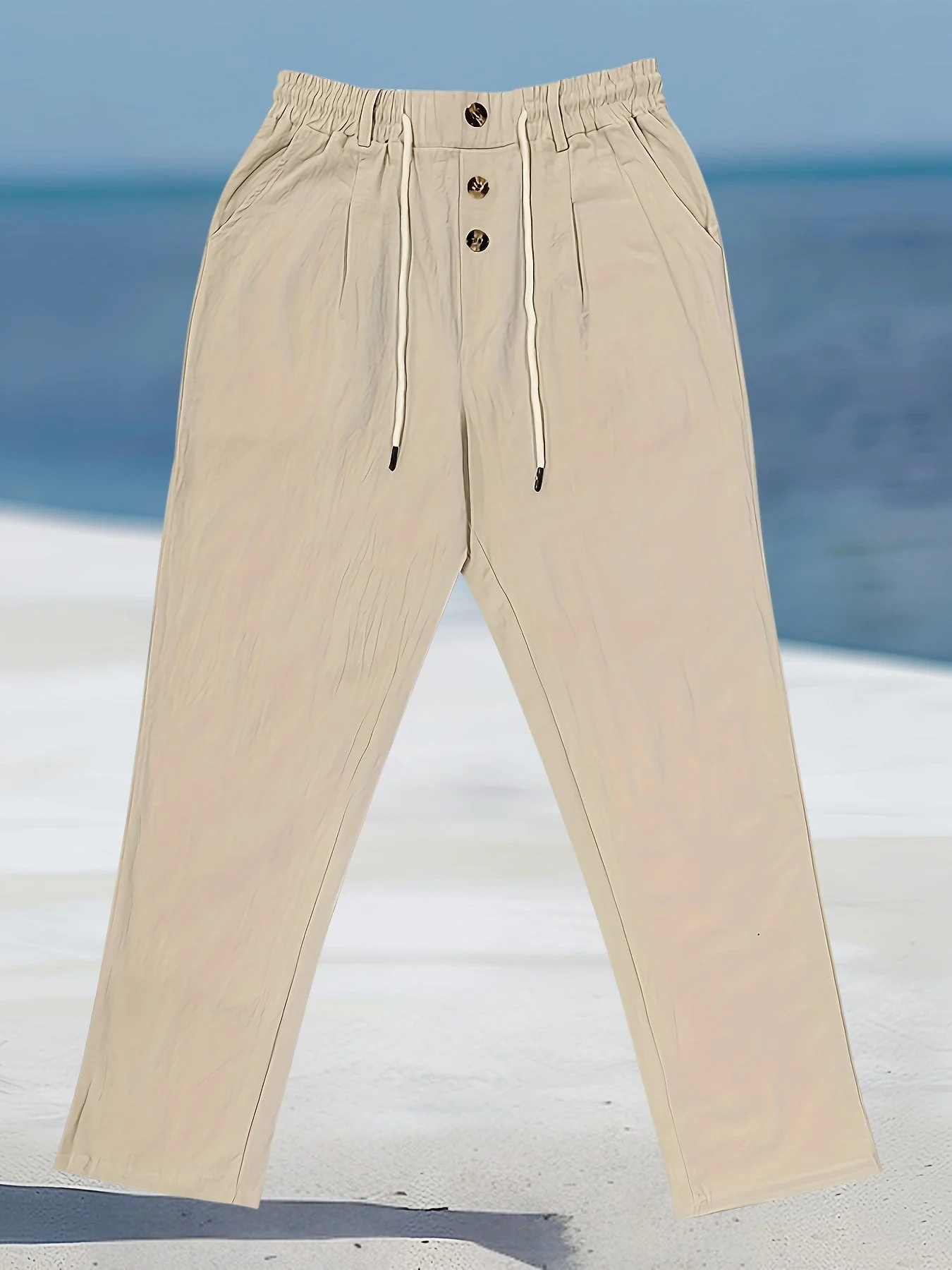Aznar - Casual Lino Elastico Pantaloni - Image 23