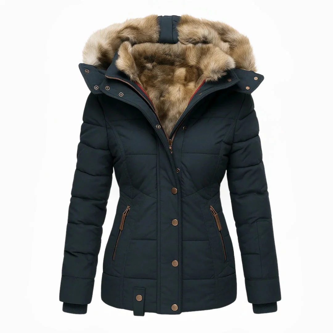 Barbra - Cappotto Invernale Con Cappuccio e Fodera In Pelliccia