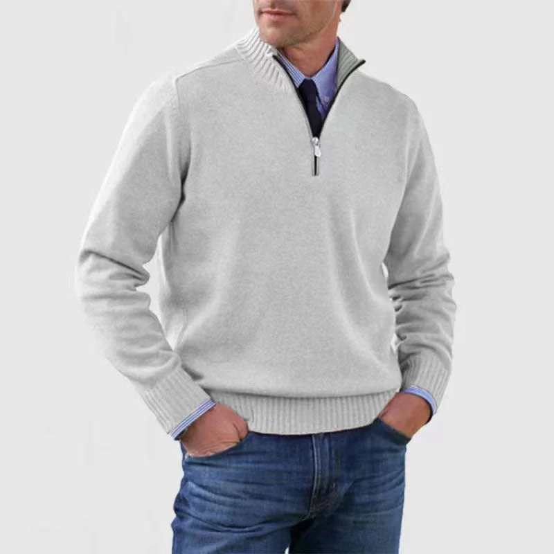 Ben - Maglione Caldo Alla Moda Con Mezza Zip