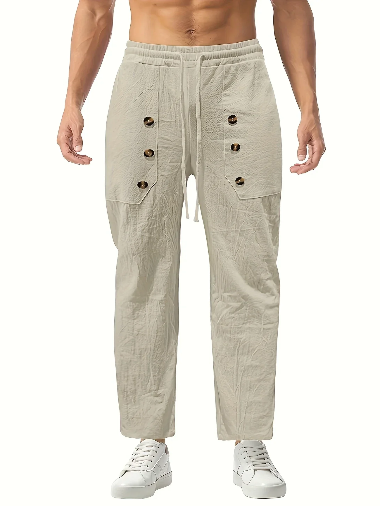Beslan - Elegante Pantalone A Gamba Dritta Con Bottoni Dorati - Image 10
