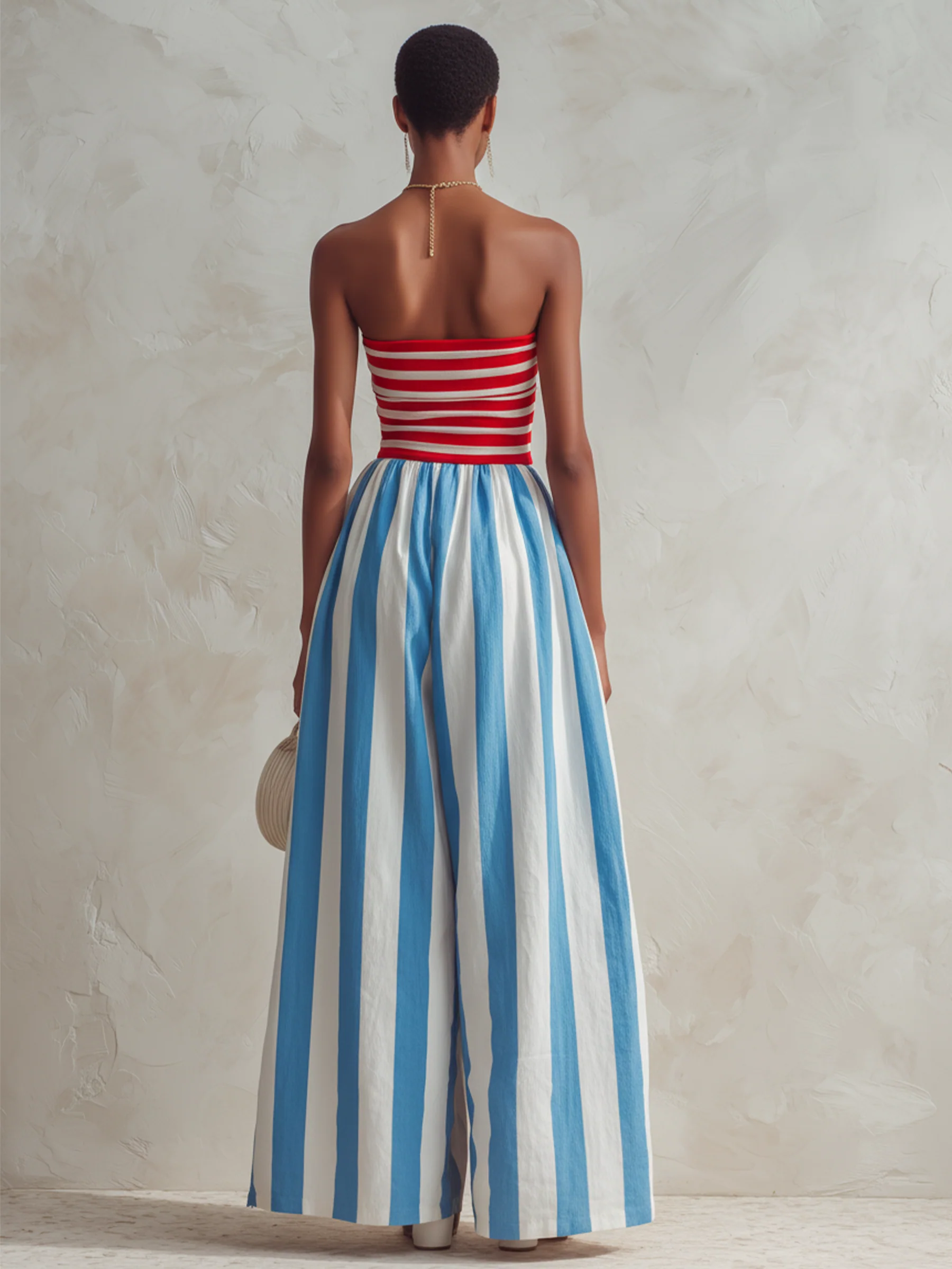Billie - Tuta senza Spalline a Righe con Pantaloni a Gamba Larga - Image 5