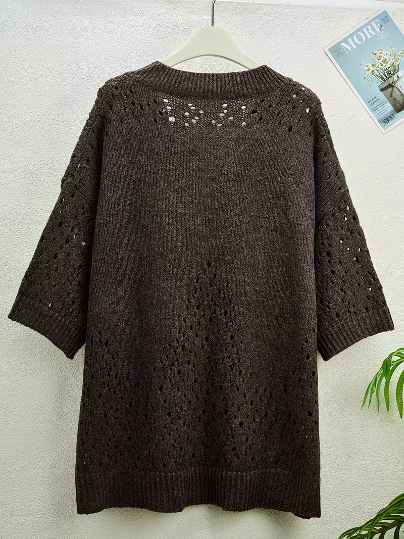 Bimashi - Maglione Ampio a Maniche Lunghe Con Scollo a V - Image 4