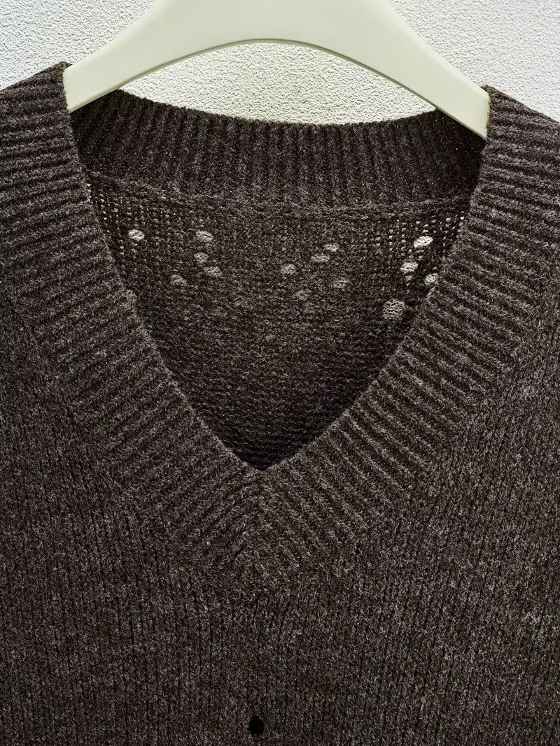 Bimashi - Maglione Ampio a Maniche Lunghe Con Scollo a V - Image 5