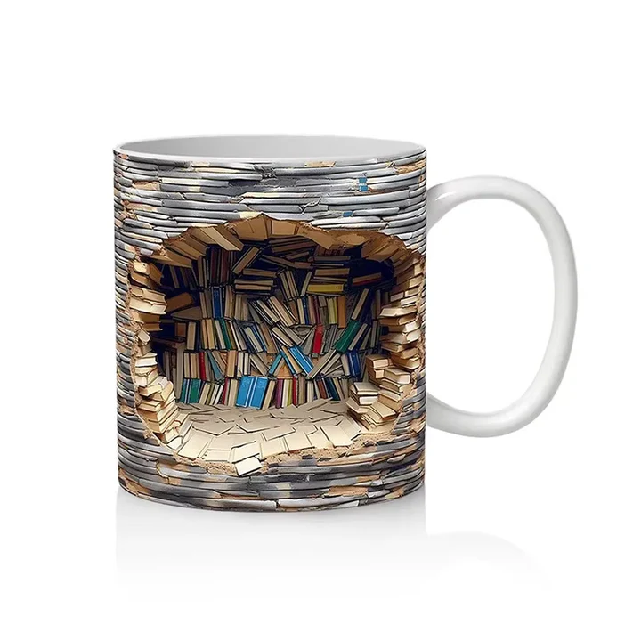 BookBrew - Tazza con Design 3D Della Biblioteca - Image 2