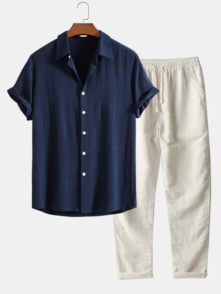 Booker - Camicia In Misto Lino Con Pantaloni Dritti