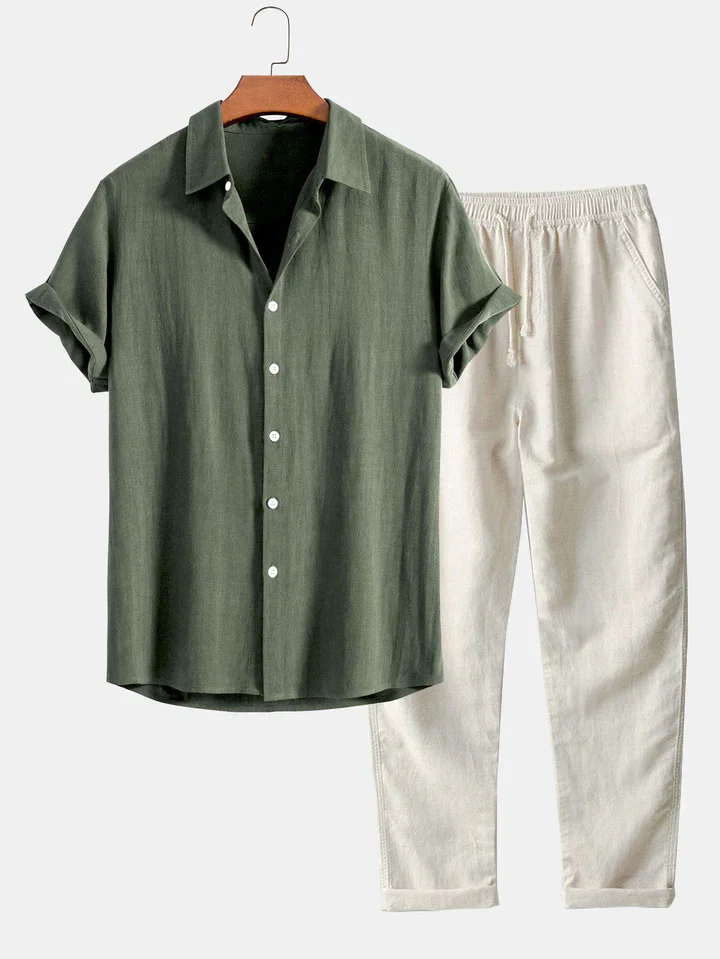 Booker - Camicia In Misto Lino Con Pantaloni Dritti - Image 3