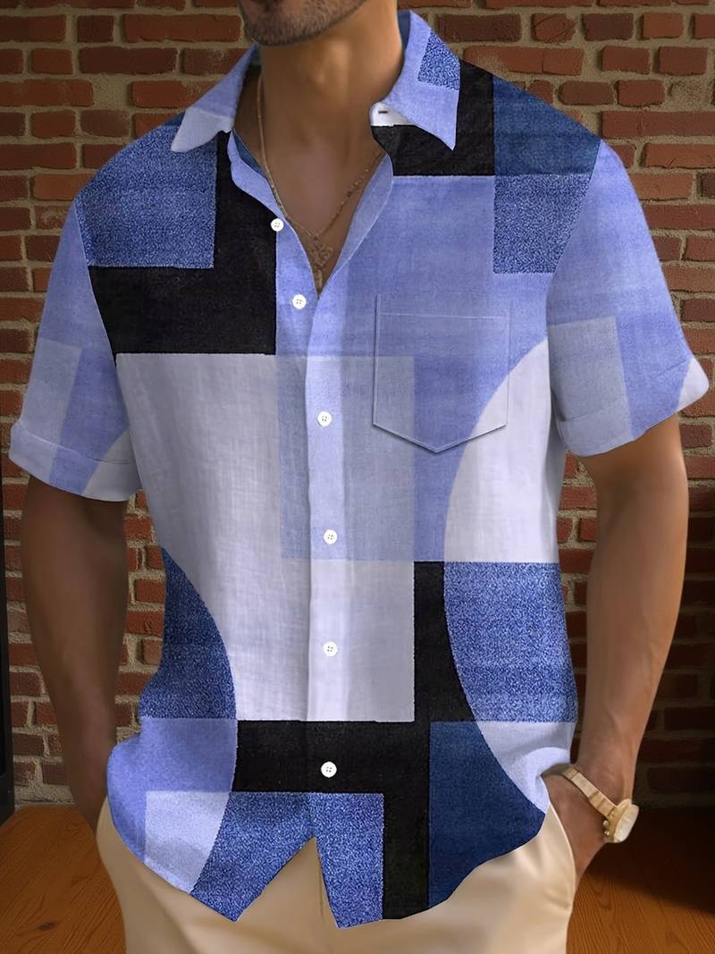Boucher - Camicia a Maniche Corte Con Stampa Geometrica Vintage E Bottoni - Image 2