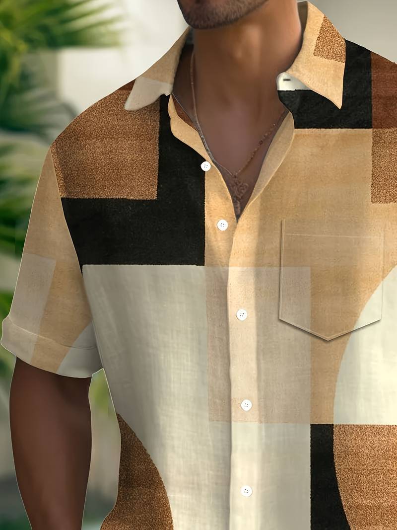 Boucher - Camicia a Maniche Corte Con Stampa Geometrica Vintage E Bottoni - Image 4
