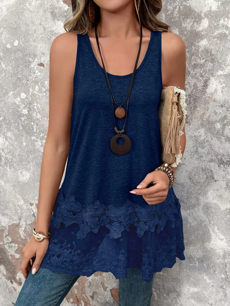 Brannah - Gilet Lungo Con Pizzo a Contrasto - Image 4