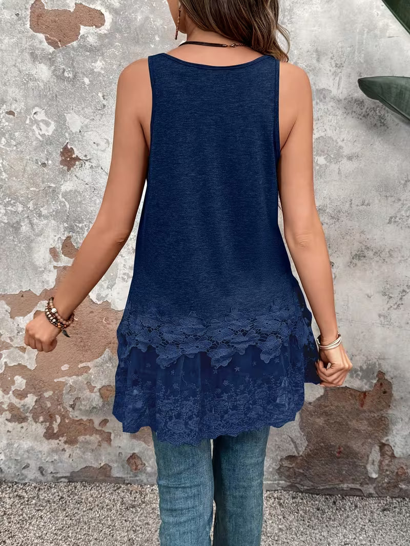 Brannah - Gilet Lungo Con Pizzo a Contrasto - Image 5