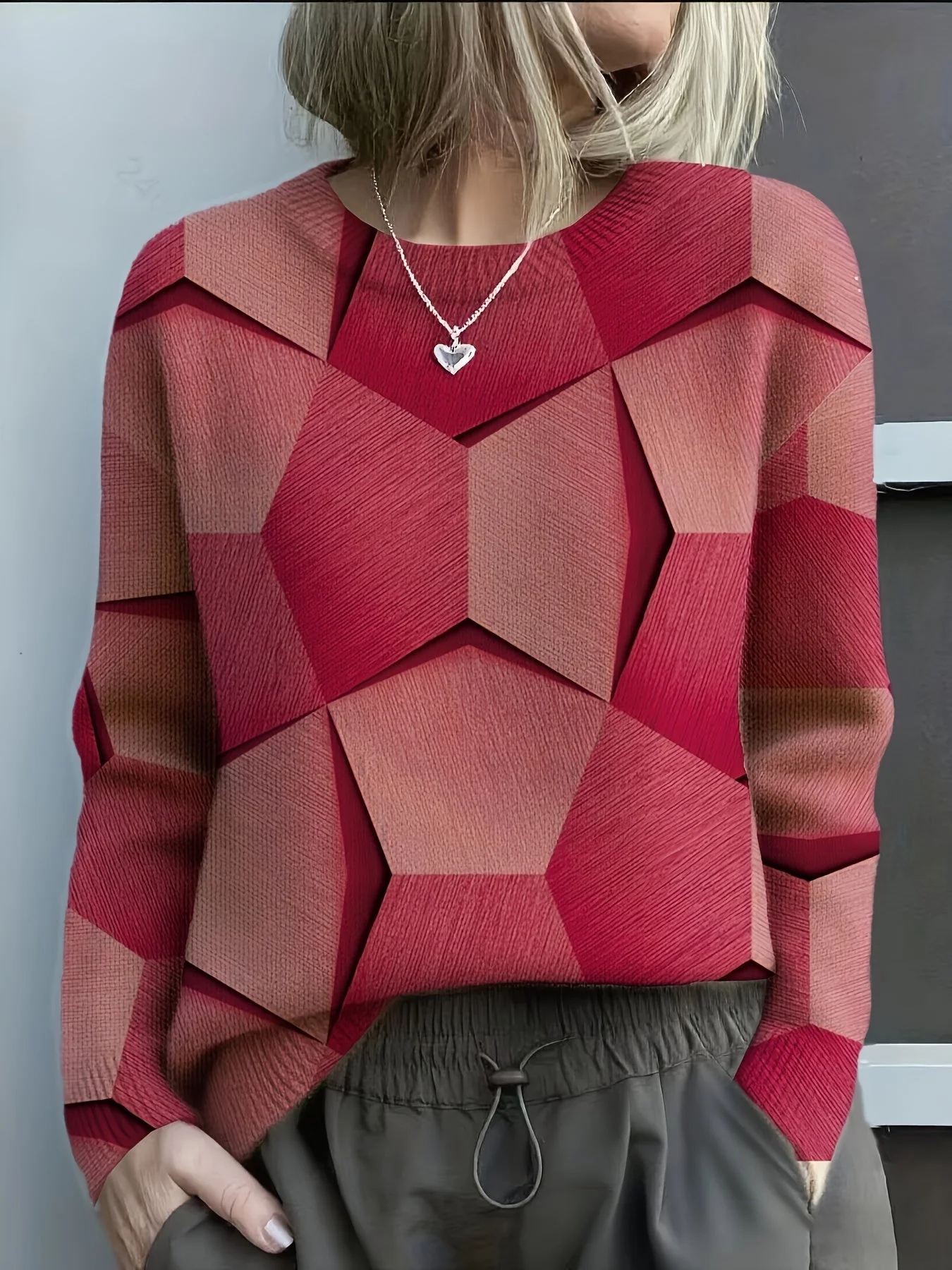 Bravina - Maglione Lavorato A Maglia Con Stampa Geometrica 3D - Image 3