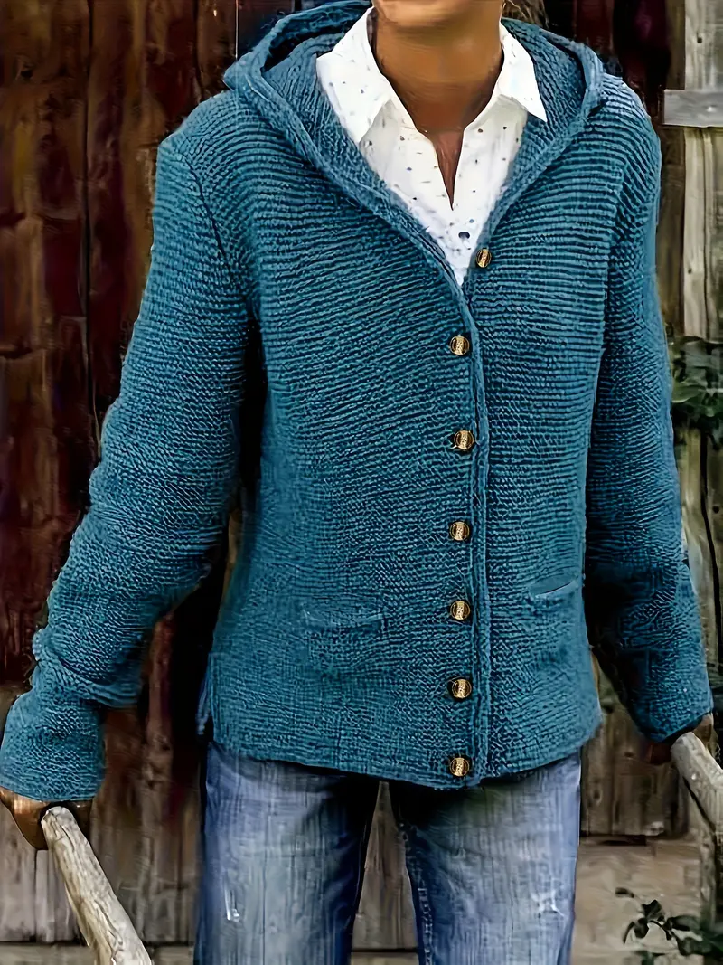 Bressan - Elegante Cardigan Con Cappuccio e Maniche Lunghe