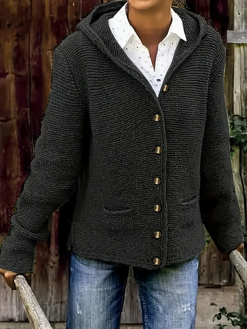 Bressan - Elegante Cardigan Con Cappuccio e Maniche Lunghe - Image 3