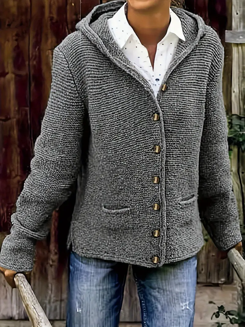 Bressan - Elegante Cardigan Con Cappuccio e Maniche Lunghe - Image 4