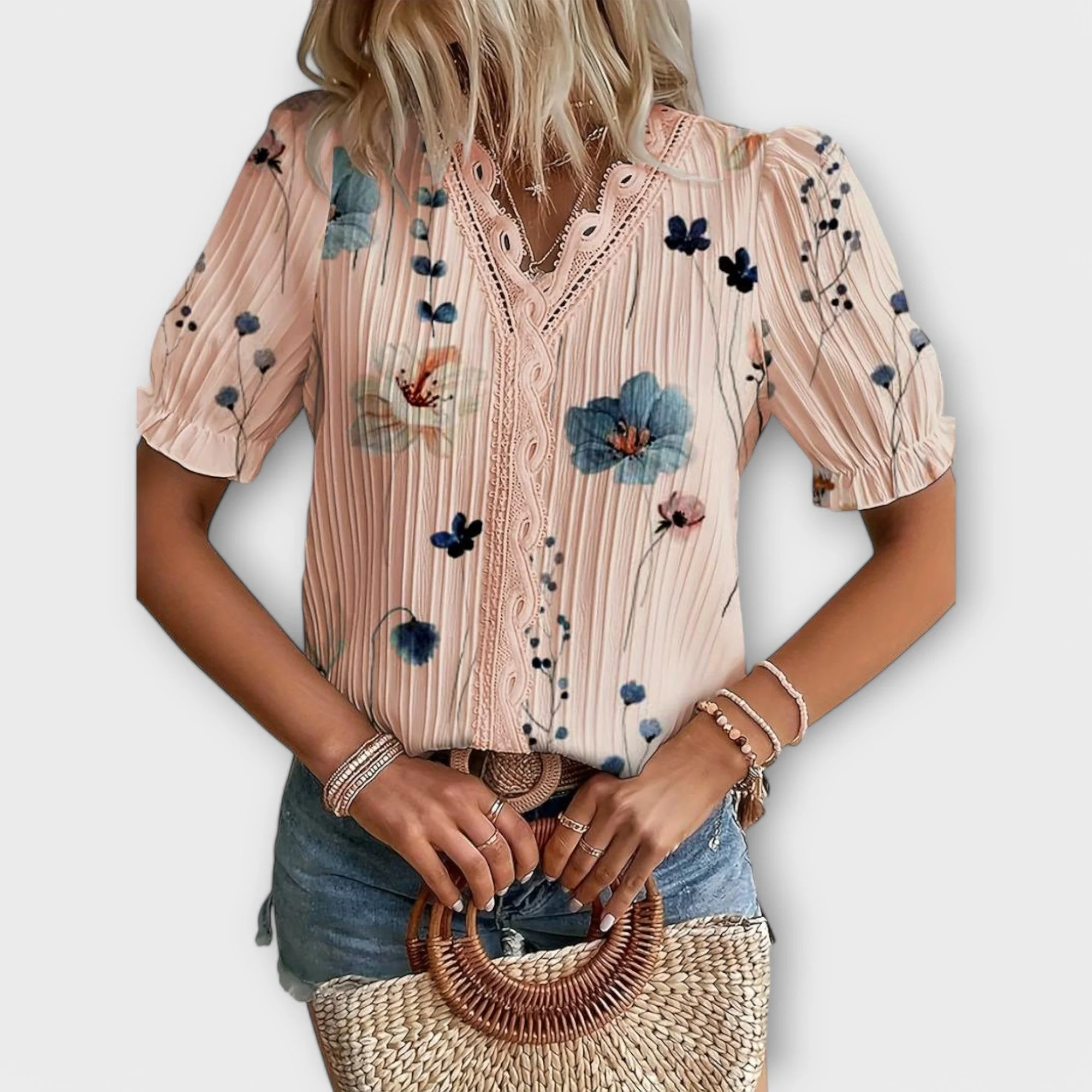Bruni - Elegante Camicetta Stampata a Maniche Corte - Image 2