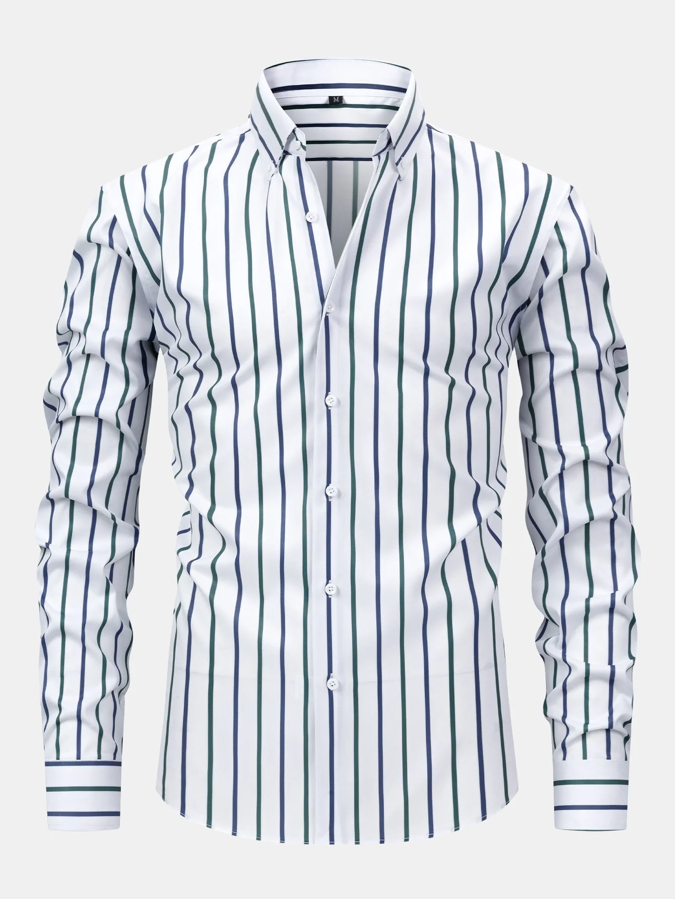 Burt - Camicia a Righe a Maniche Lunghe con Bottoni