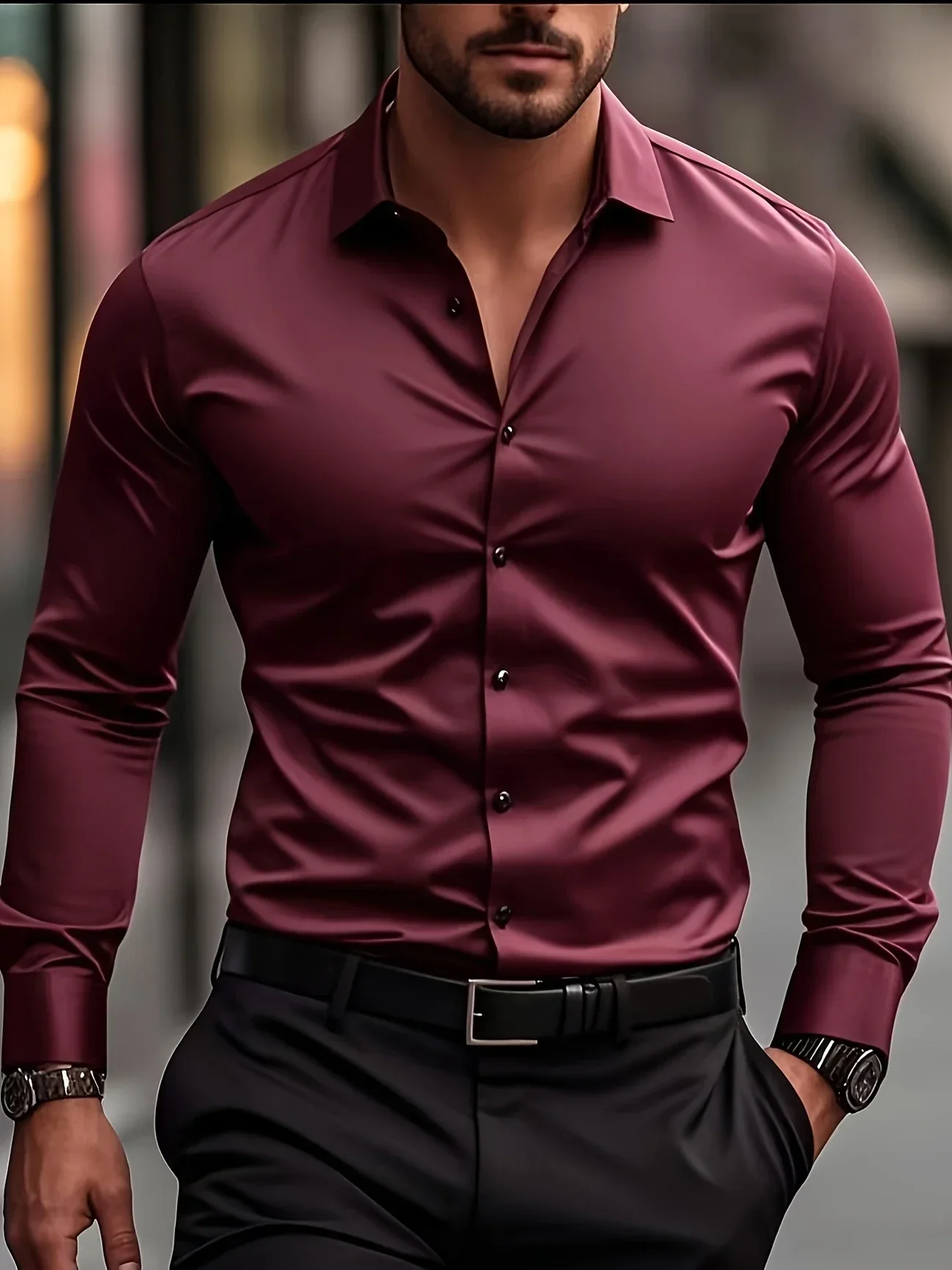 Byron - Elegante Camicia a Maniche Lunghe Con Bottoni - Image 2
