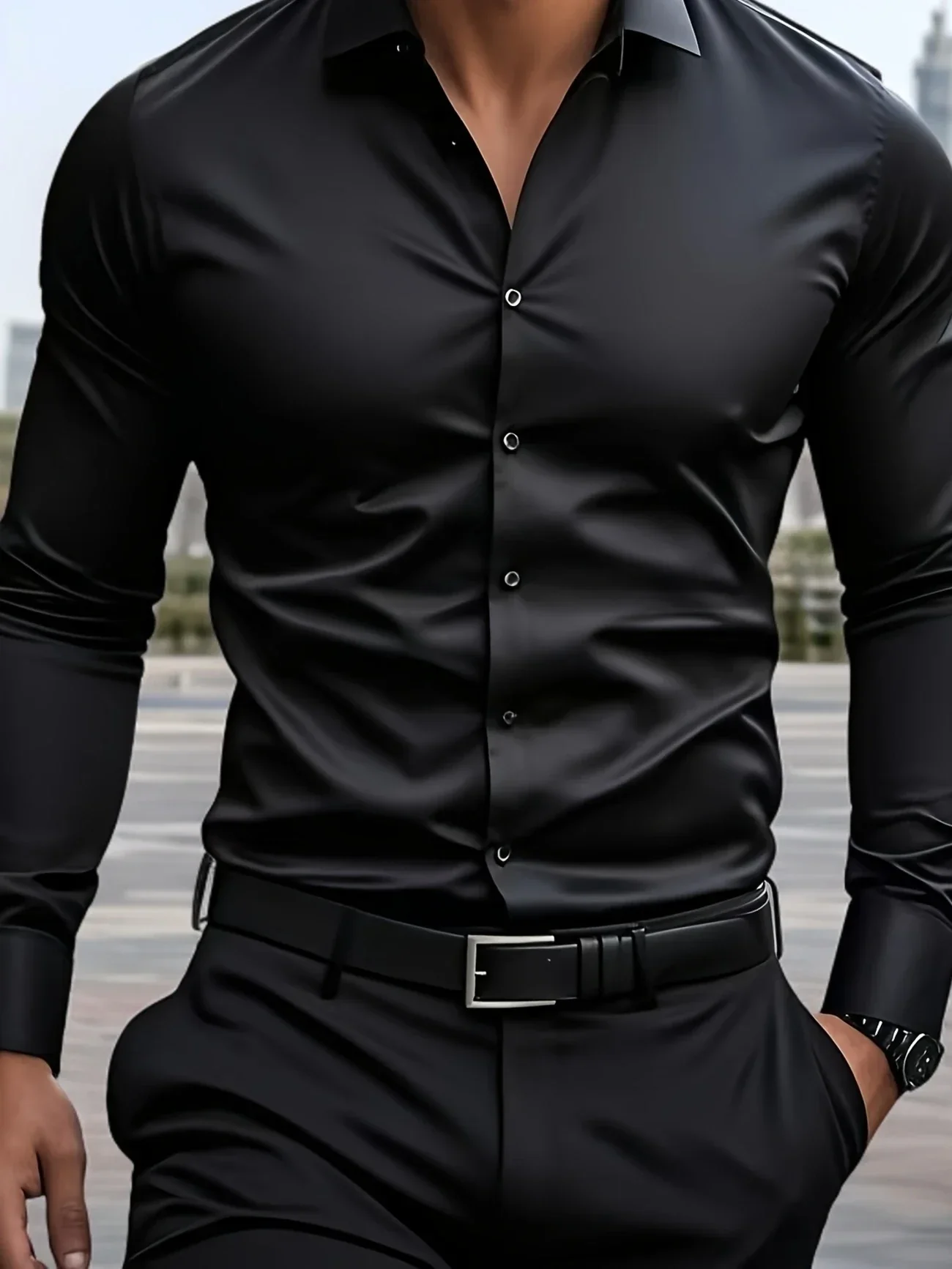 Byron - Elegante Camicia a Maniche Lunghe Con Bottoni - Image 9