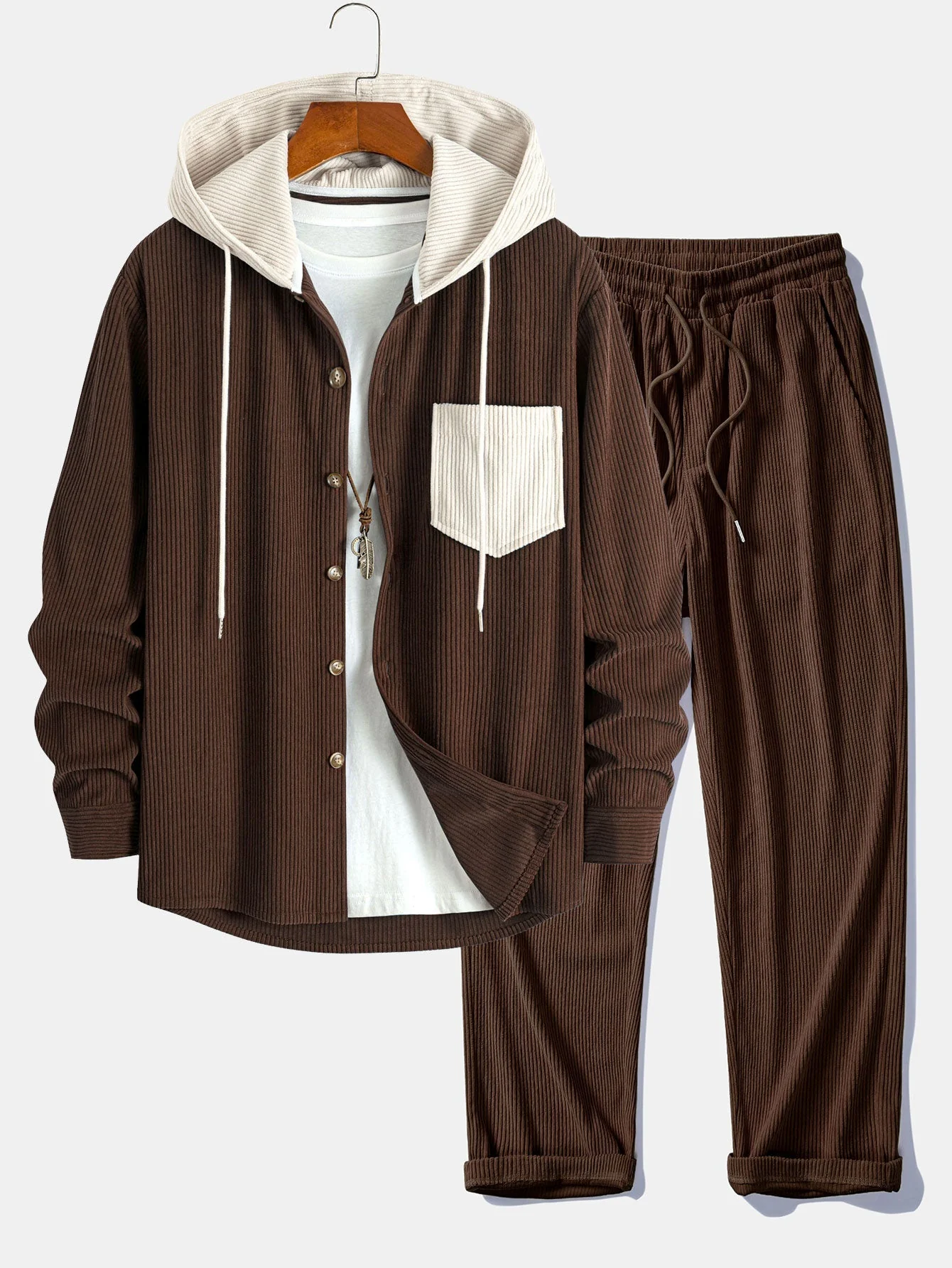 Cadmus - Set Camicia Con Cappuccio e Pantaloni In Velluto a Coste - Image 3