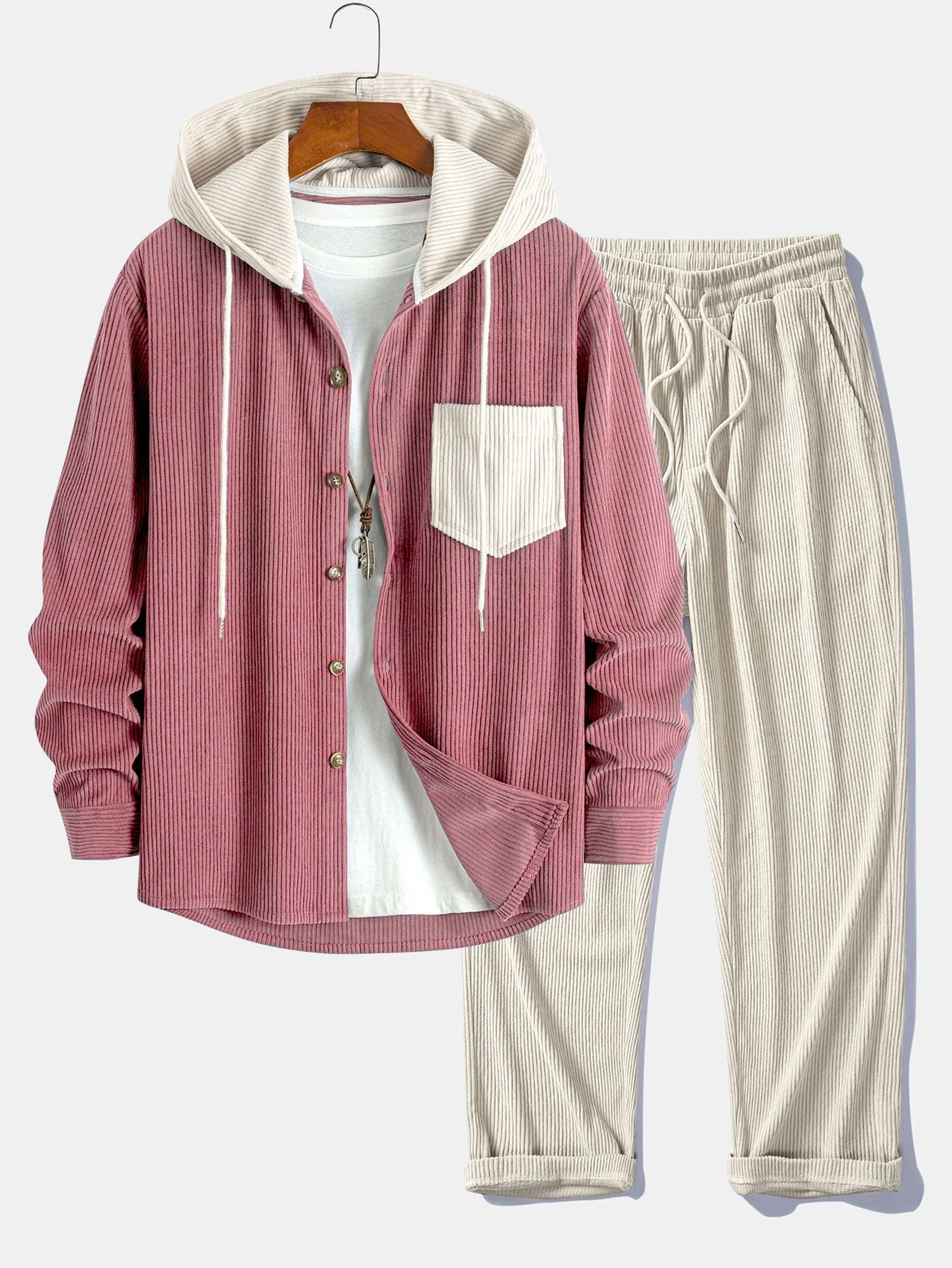 Cadmus - Set Camicia Con Cappuccio e Pantaloni In Velluto a Coste - Image 4