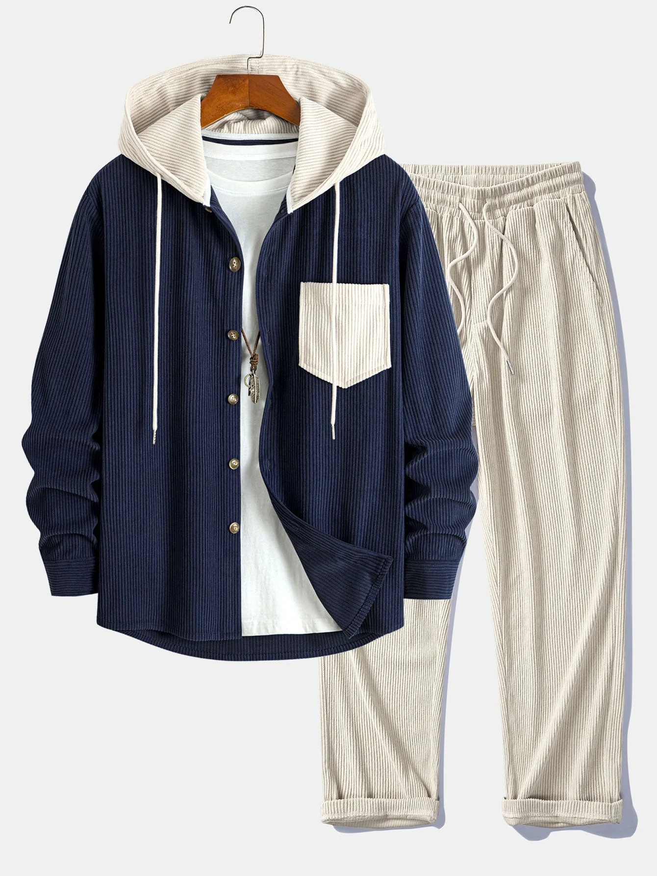 Cadmus - Set Camicia Con Cappuccio e Pantaloni In Velluto a Coste - Image 5