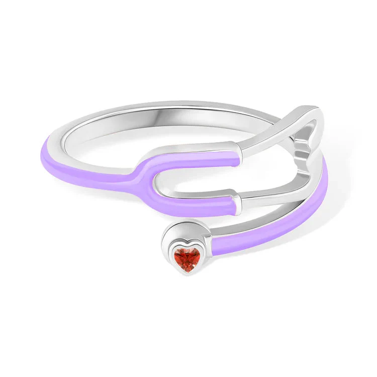 Caitleen - Anello Stetoscopio Con Pietra Portafortuna a Forma Di Cuore - Image 10