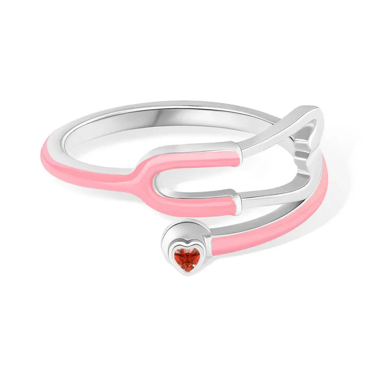Caitleen - Anello Stetoscopio Con Pietra Portafortuna a Forma Di Cuore - Image 11