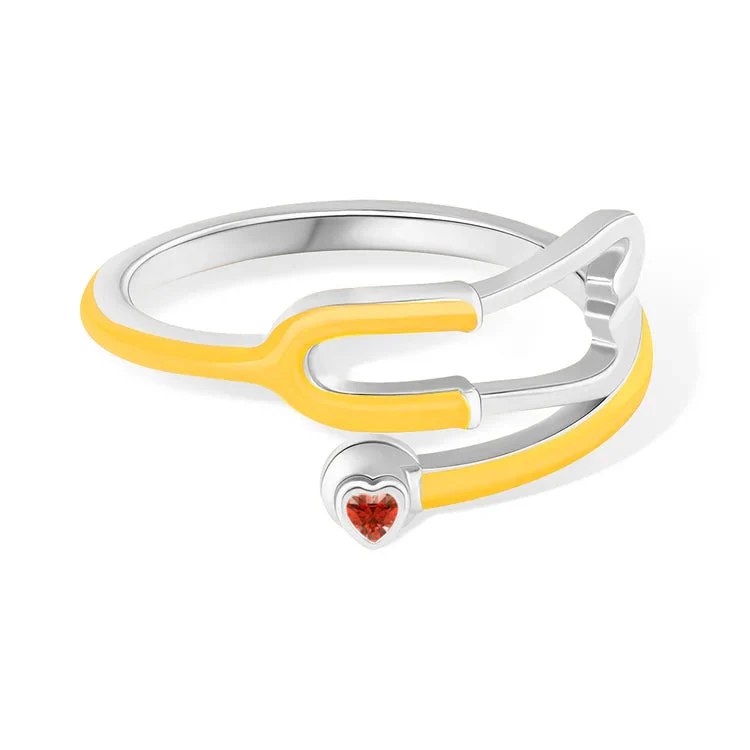 Caitleen - Anello Stetoscopio Con Pietra Portafortuna a Forma Di Cuore - Image 12