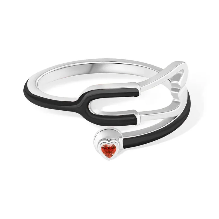 Caitleen - Anello Stetoscopio Con Pietra Portafortuna a Forma Di Cuore - Image 13