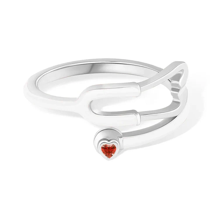 Caitleen - Anello Stetoscopio Con Pietra Portafortuna a Forma Di Cuore - Image 14