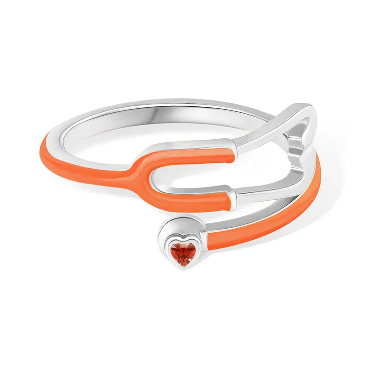 Caitleen - Anello Stetoscopio Con Pietra Portafortuna a Forma Di Cuore - Image 15
