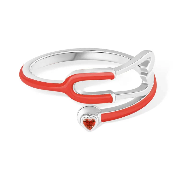 Caitleen - Anello Stetoscopio Con Pietra Portafortuna a Forma Di Cuore - Image 16