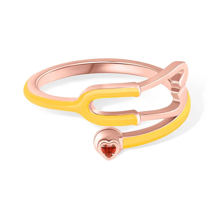 Caitleen - Anello Stetoscopio Con Pietra Portafortuna a Forma Di Cuore - Image 17