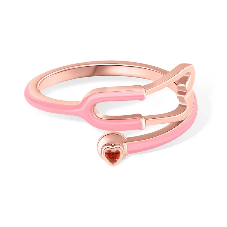 Caitleen - Anello Stetoscopio Con Pietra Portafortuna a Forma Di Cuore - Image 19