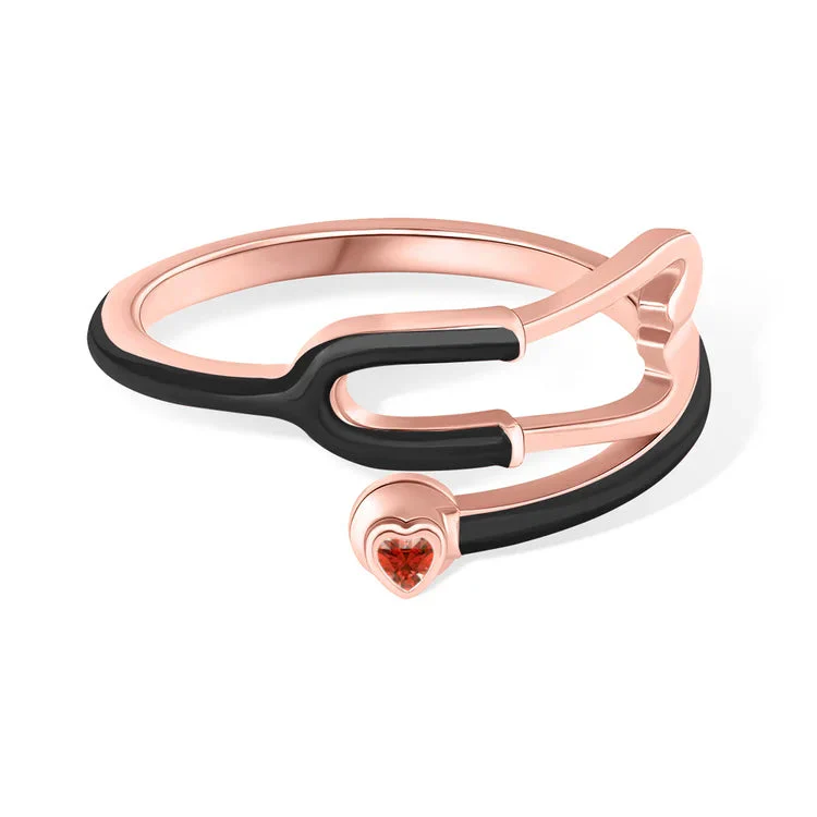 Caitleen - Anello Stetoscopio Con Pietra Portafortuna a Forma Di Cuore - Image 20