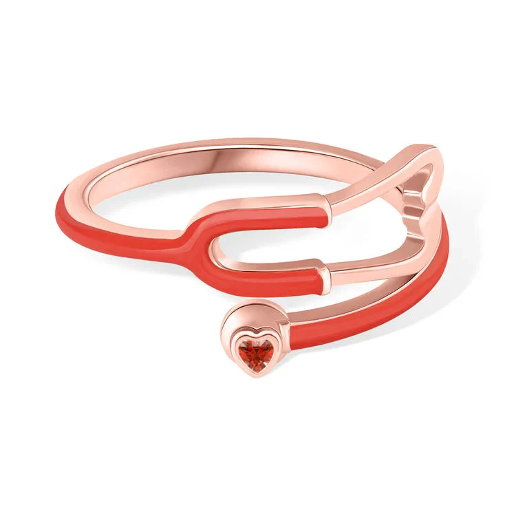 Caitleen - Anello Stetoscopio Con Pietra Portafortuna a Forma Di Cuore - Image 23