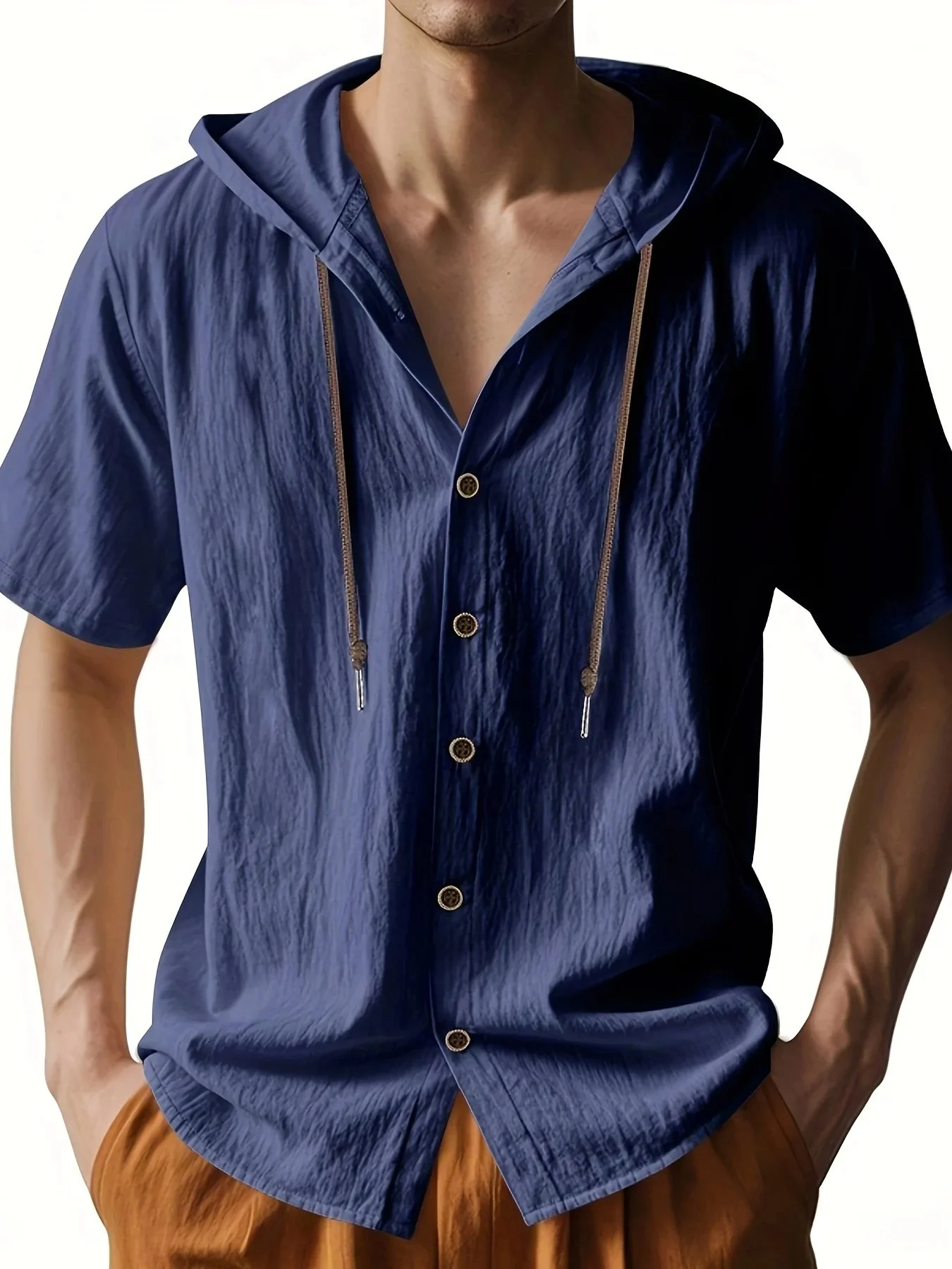 Chadwick - Camicie Leggere In Lino Con Maniche Corte E Cappuccio