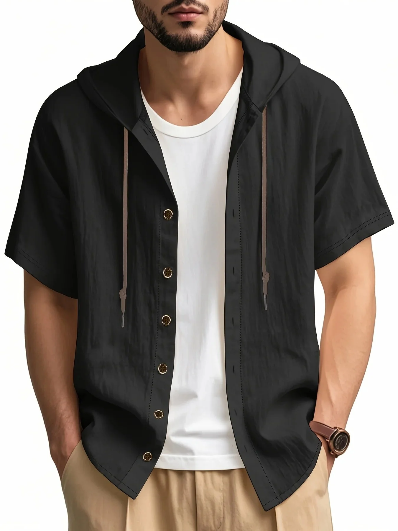 Chadwick - Camicie Leggere In Lino Con Maniche Corte E Cappuccio - Image 2
