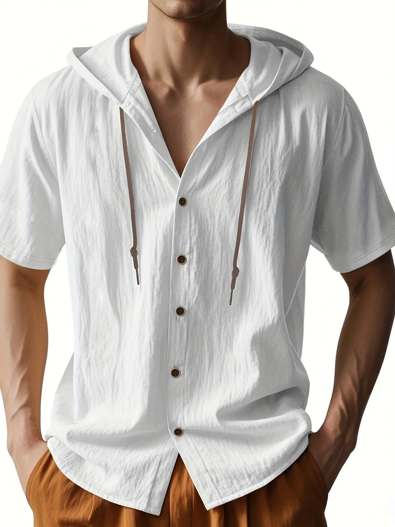 Chadwick - Camicie Leggere In Lino Con Maniche Corte E Cappuccio - Image 3