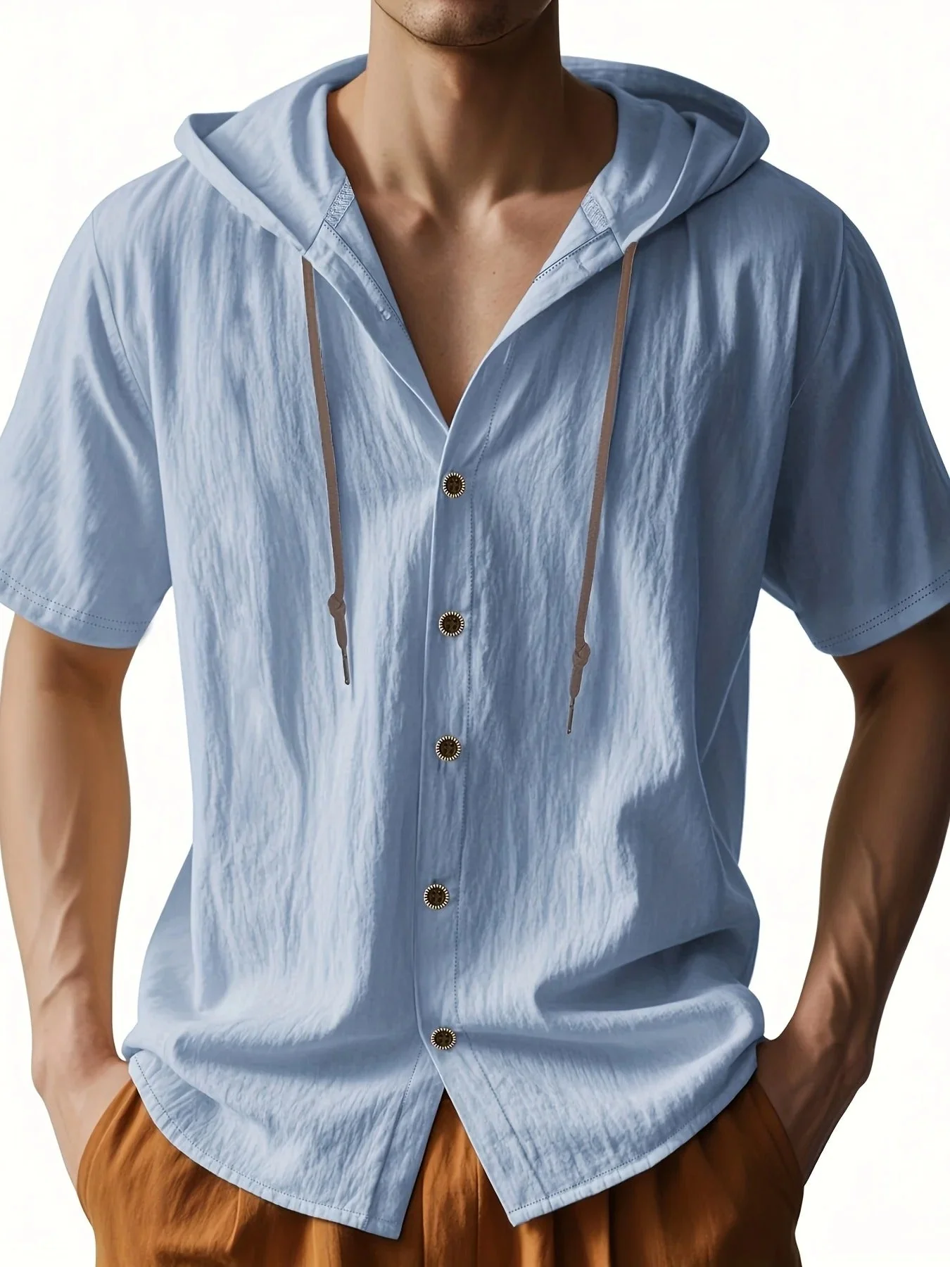 Chadwick - Camicie Leggere In Lino Con Maniche Corte E Cappuccio - Image 4