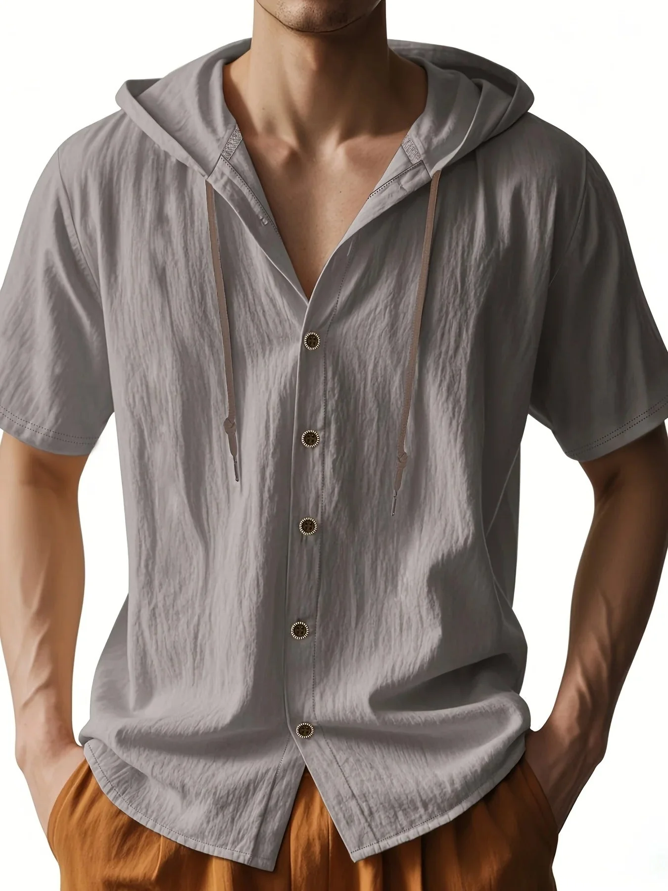 Chadwick - Camicie Leggere In Lino Con Maniche Corte E Cappuccio - Image 5