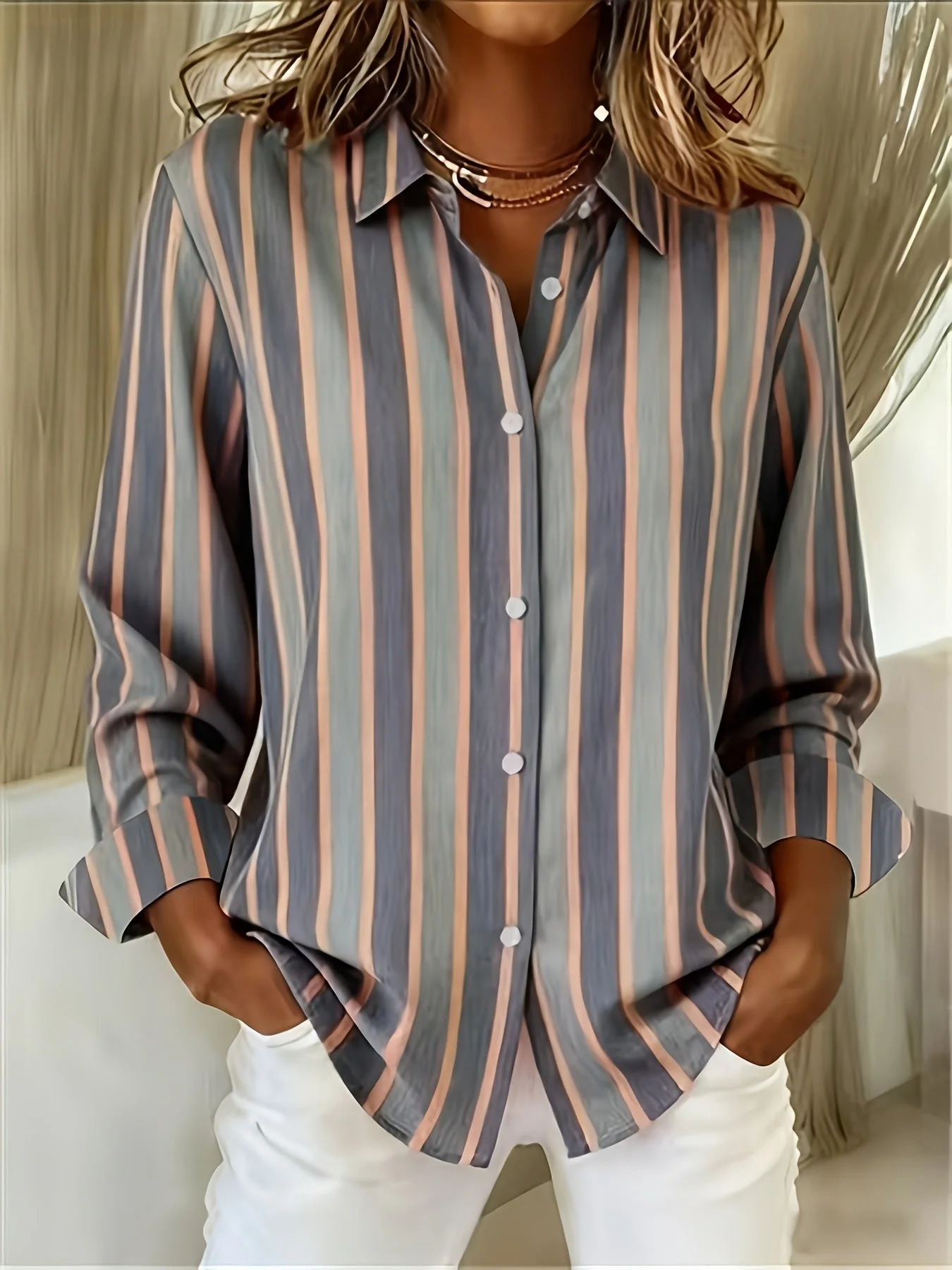 Chamique - Camicia a Maniche Lunghe Con Bottoni - Image 2