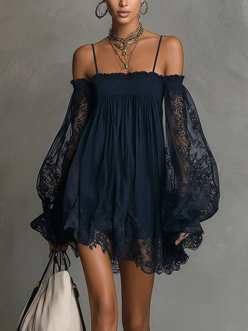 Charity - Abito in Pizzo con Spalle Scoperte